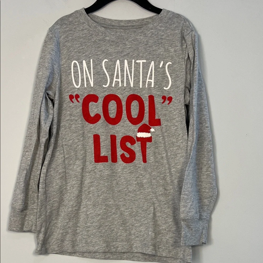 Carter's Kid's Gray Red & White Santa Holiday Long Sleeve Shirt Boys Size 7
